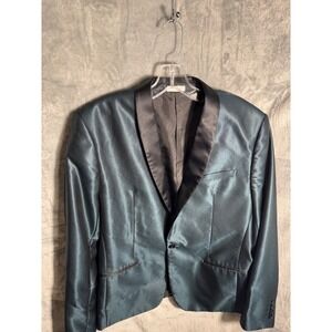 Original Use Men's Teal Shiny Shawl Collar Blazer Jacket Size‎ L